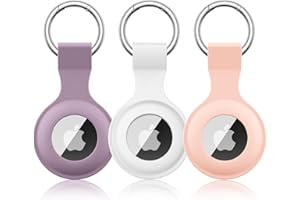 Wanme 3 Stück Hülle für Apple AirTag Anhänger mit Schlüsselanhänger, AirTags Silikon Tragbar Keyring Abdeckung, Schutzhülle für Apple AirTag Case Tracker (Rosa+Lila+Weiß)