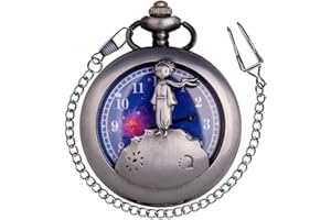 Tiong Vintage Bronze Taschenuhr Hohl Quarz Legierung Taschenuhr mit Halskette Kette für Geburtstage Geschenke Vatertag