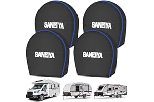 SANEIYA Tire Covers 4 Pack Fits Tire Diameter (76-81 CM), 600D Oxford Waterproof Car Wheel Cover for RV, Truck, SUV, Trailer, Camper, Heavy Duty & Waterproof Tire Cover, Tire Wheel Protector