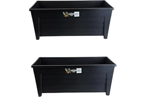 Easy Shopping® Black Large Grosvenor Trough 55cm Long Plant Pot Flower Planter Ideal for Home Office Balconies Gardens Greenhouses & Patios & Park (2)