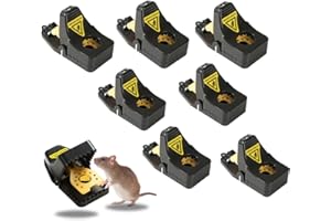 Uflix® 8x Mice Traps for Indoors, Reusable Mice Trap that Kills Instantly, Rodent Mouse Traps, Clean and Safe for Kids & Pets(10.2cm*4.5cm*5.5cm) pack of 8