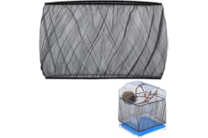 Chihutown Bird Cage Seed Catcher, Bird Cage Mesh Guard Netting, Bird Cage Seed Guard Skirt, Parakeet Cage Skirt for Round Square Cages (black)