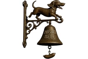 KAXENIG Witch Dachshund Doorbell, Metal Vintage Dog Welcome Bell, Hanging Manual Bell for Shop, Home, Garden, Cottage, Opening, Fence, Yard