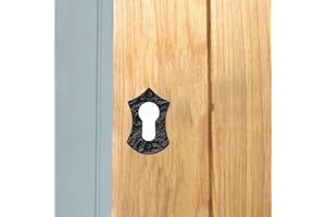 I IRONMONGERY SOLUTIONS Ironmongery Solutions® Black Cast Iron Escutcheon Plates Keyhole Cover Key Hole Door Lock Accessories (Euro Shield Escutcheon)