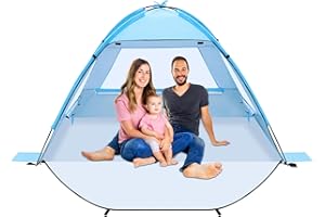 CIXMUS Strandmuschel Tragbarer Tenda da spiaggia portatile anti-UV 50+ per bambini e adulti - Riparo da spiaggia antivento (Blu, 2 persone)