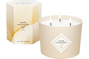 MY JOLIE CANDLE - Bougie Parfumée Vanille Gourmande - Cadeau Femme Maman Ado - Cire 100% Naturelle Végétale - Parfum Français - 3 Mèches Coton - Combustion 70h