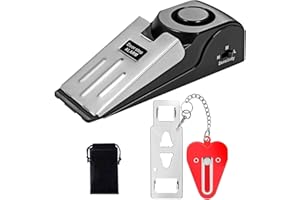 QEEYON Alarma de Parada de Puerta con alarma de 120dB, Cerradura de Puerta Portatil, Kit de Puerta de Seguridad de Doble Protección Ajustable para el Hogar, Hotel, Viajes, Protección Personal