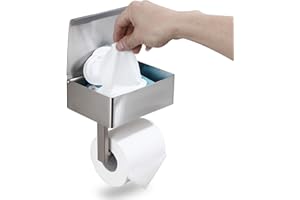 ‎DAY MOON DESIGNS Day Moon Designs Toilettenpapierhalter Edelstahl - Toilettenpapierhalter Mit Feuchttücherbox, Feuchtes Toilettenpapier Box, Toilettenpapierhalter Mit Ablage - Toilettenpapierhalter Mit Bohren