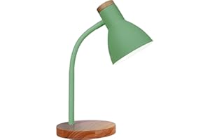 BEL AIR HOME - Lampada Flexo ARGOS E-27, Legno Nero | Illuminazione Studio, Lavoro, Lettura | Braccio Flessibile | Perfetta per Studenti, Professionisti (LAMPADINA NON INCLUSA) (VERDE)