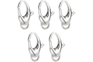 PH PandaHall Stainless Steel Oval Shape Lobster Claw Clasps Size 20x10mm for Jewellery Making Findings Value Pack 5pcs/bag