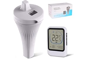 NEXSTRON 2025 Verbessertes Poolthermometer Digital Funk, IPX7 Wlan Schwimmende Wasserthermometer Mit Indoor Temperatur LCD Monitor für 80m Reichweite,Badethermometer für Eisbad, Pools, Whirlpools, Spas