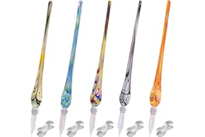 WANDIC 5 bolígrafos de cristal para caligrafía con soporte para bolígrafo, diseño de borosilicato para escribir, dibujar, firmas, caligrafía, regalos