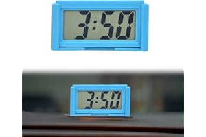 KARELLS Tableau De Bord D'horloge De Voiture Grand Écran, Horloge LCD Adhésive de Véhicule, Horloge Numérique de Tableau de Bord de Voiture, pour Tableau De Bord, Table, Camion, Bleu