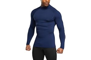 TSLA Men's Thermal Long Sleeve Compression Shirts, Mock/Turtleneck Winter Sports Running Base Layer Top