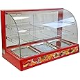 KuKoo Brand 90cm Electric Food Warmer Cabinet, Red Stainless Steel - 3 Sliding Doors, 3 Trays, Moisture Preservation, Internal Lighting