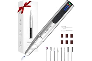 TOUCHBeauty Fresa per Unghie Elettrica Professionale 30000 RPM, Levigatrice Ricaricabile Senza Fili con 8 Accessori, Multifunzione per Manicure/Pedicure, Silenziosa e Portatile