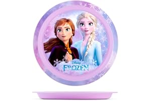 Lulabi Frozen Piatto Piano Bambina 20,5 cm – In Polipropilene Sicuro Senza BPA – Design Disney Anna & Elsa – Colore Lilla – Piatto per Bambini dai 6 Mesi