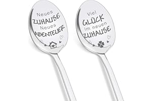 ‎TULOLVAE Tulolvae Einzugsgeschenke Wohnung für Frauen Männer, 2 Stück Kaffeelöffel mit Gravur für Frendin, Geschenk Geschenkideen Einweihungsgeschenk zum Einzug Neues Haus für Frau Ehemann 19 CM