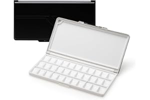 MEEDEN Palette Humide avec Couvercle: Palette Aquarelle Vide de Voyage avec Zones de Mélange - Palette Peinture Portable avec 33 Trous pour Aquarelle Gouache Acrylique, 32 x 16.5 cm Noir