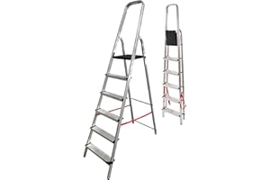 MYPRO ® PREMIUM LINE Aluminium Step Ladder, Lightweight,Portable, Heavy Duty Platform Steps, 3 4 5 6 7 8 Step, EN131 Certified, 150KG Capacity, Ideal for Trade & DIY (6-Step)