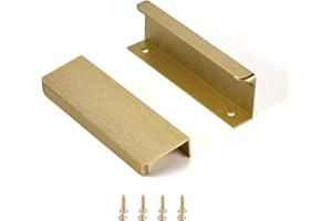 Ndjiloik 10 Stück Versteckter Türgriff Schrankgriffe Möbelgriffe Moderne Küchengriffe Aluminium für Kleiderschrank Tür Schubladen,Golden,Gesamtlänge 120MM