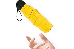 Chakipee Mini Paraguas plegable para el sol, Paraguas de Pequeño Viaje Portátil 6 Varillas con Puesto de Paraguas y 260T Negro Revestimiento, 99% de protección UV Compacto Paraguas