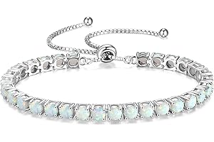 FANCIME Birthstone Tennis Bracelet for Women Sterling Silver Tennis Bracelet Classic Bolo Adjustable Chain Fine Jewellery Anniversary Birthday Gifts for Women Mom Wife Her