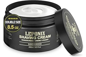 LEPONIX Shaving Cream - 250g - Shaving Cream for men - Rich Lather for a Protective, Smooth & Moisturizing Shave Experience - Sandalwood Scent- Mens Gift Set