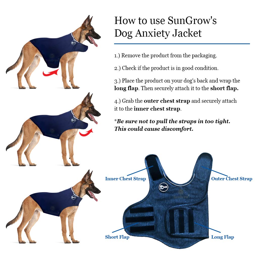 SunGrow Dog Anxiety Vest, 33 Inches Chest Circumference and 25 Inches