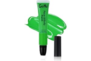 Go Ho Amazon Green Face Paint Cream Washable(0.85oz),St Patricks Day Accessories,Water Based Body Paint Wand with Cushion Applicator for Halloween Cosplay Grinch Costume SFX Makeup
