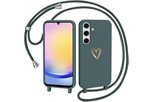 CaseLover Handyband für Samsung Galaxy A56 5G/Samsung Galaxy A36 5G Hülle mit Band, Herzmuster Silikon Necklace Handyhülle mit Abnehmbar Kordel zum Umhängen Stossfest Bumper Schutzhülle, Grün