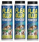 El polvo insecticida de la marca PestShield para pulgas e insectos rastreros tanto de interiores como exteriores de 200 g por unidad mata pulgas, hormigas, cucarachas, escarabajos, tijeretas, pececillos de plata, bichos bola, avispas y otros insectos rastreros.Puede usarse en superficies duras tanto en interiores como exteriores.También puede utilizarse en alfombras y muebles.No aplicar directamente a los animales.