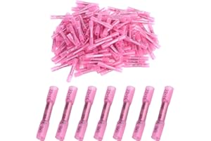 RUISENDA 150 Pieces Heat Shrink Butt Connectors Kit, 22-16 AWG Red Insulated Waterproof Electrical Wire Connectors Automotive Wire Crimp Terminals Butt Splices