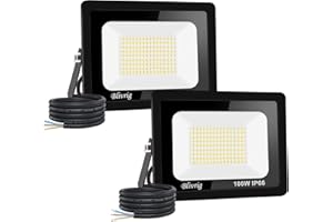 JEFEDANA 2 * 100W Projecteur LED,spot led extérieur 10000LM Super Brillant Projecteur LED Exterieur IP66 Etanche Projecteur Exterieur Led 6500K Blanc Froid Projecteur Led pour Garage, Jardin, Terrace, Cour