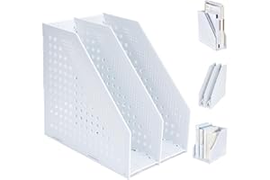 FRETONBA Revisteros, Soportes para archivadores Plegable A4, Revistero Organizador de 2 Compartimentos, Gris Claro