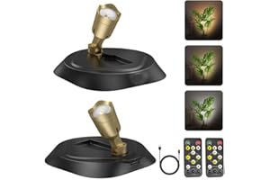 EUIOKUN 2Pack LED Spotlights Indoor,Rechargeable Battery Operated Up Lights for Plants with 3000K/4000K/6000K Wireless Dimmable Spot Lights Uplighting with Remote&Timer Accent lighting for Plants Artwork