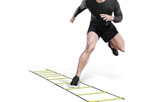 Ohuhu Ensemble d'entrainement pour échelle d'agilité Échelle de Vitesse de 12 Rangs et 4 piquets, équipement de Jeu de Pieds pour Les Exercices de Football