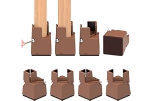 AIRUJIA 8 Packs Upgraded Furniture Risers with Screw Clamp, Adjustable Bed Riser Fits Square/Round Chair Leg Diameter from 0.8 to 1.6 Inch, 2 Inch Lift Heavy Duty Bed Risers for Sofa Desk Table Brown