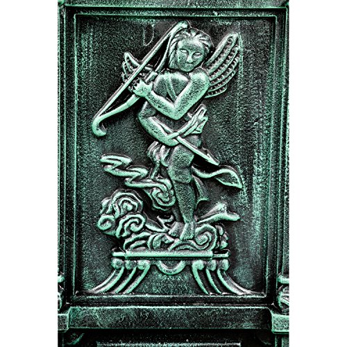 Standbrunnen aus Gusseisen mit Wasserhahn, 76x35x30cm, 22,5kg schwer, dunkelgrün/schwarz, Wandbrunnen - 4