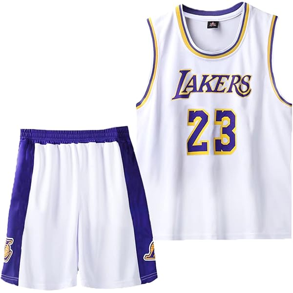 Maillot Basket Lakers Enfants Maillot De Basket Lakers Enfant - Ensemble 2 Pièces (Débardeur + Short) #23 Maillot Basketball Respirant