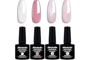 Allenbelle UV Nagellack Set 4 Farben,Gel Nagellack Geschenkset,Shellac Set Uv Gel Nail Art,Soak Off UV LED Gel Nagellack