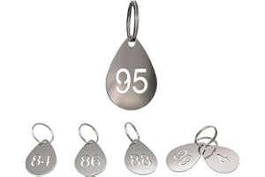 ‎NANTUN NanTun Edelstahl nummerierte Schlüsselanhänger Tropfenform mit langlebigen Metall-ID-Tags mit Schlüsselringen für Organisation - Zahlen 1 bis 10