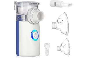 LIFOCI Inhalationsgerät Vernebler Tragbar,Inhalator Set Geräuscharmer für Kinder und Erwachsene,Inhaliergeräte mit Mundstück und 2 Maske USB Wiederaufladbar,Wirksam bei Atemwegserkrankungen (Blau)
