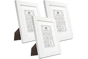 YIPINYIN 6 X 8 '' White Photo Frames Set Of 3 With Mount for 6 x 4'',4 x 6'' Garllery Picture Frames 3PK, stylish A5 picture frames with a delicate Wooden grain texture and Glass Window For Wall or Desk Décor