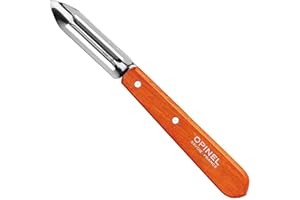 Opinel Couteau à éplucher No. 115 en acier inoxydable Sandvik pour droitier et gaucher, manche en bois de hêtre orange