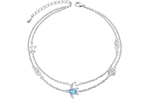 HOOHWE Fußkettchen für Damen 925 Sterling Silber Infinity Herz fußkette für Frauen Klassische Verstellbar Bead Fussketten Armbänder Sommer Schmuck für Frauen und Mädchen Layered Ankle Bracelet