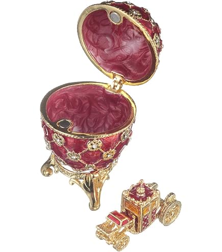 Danila-souvenirs Uovo Fabergé Mughetti (Gigli Della Valle) - Rosso 19 Cm Con Cornici Per Foto