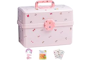 Lecerrot Pink Storage Box for Children’s Hair Accessories, Jewellery Box for Girls and Women, for Hair Bands, Hair Ties, Clips