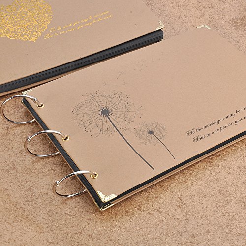 Jingxu DIY Scrapbook Fotoalbum Notizbuch Löwenzahn 27 cm x 18.5 cm, 30 Blatt, 60 Seiten mit 3 Stück Fußpaste - 7