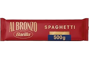 ‎BARILLA Barilla Pasta Al Bronzo Spaghetti 500g I Nudeln aus Bronze-Formen, Saucenhaftung auf die italienische Art, 100% hochwertiger Hartweizen verleiht den vollmundigen Geschmack